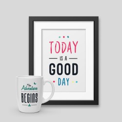 Pack de taza y póster enmarcado